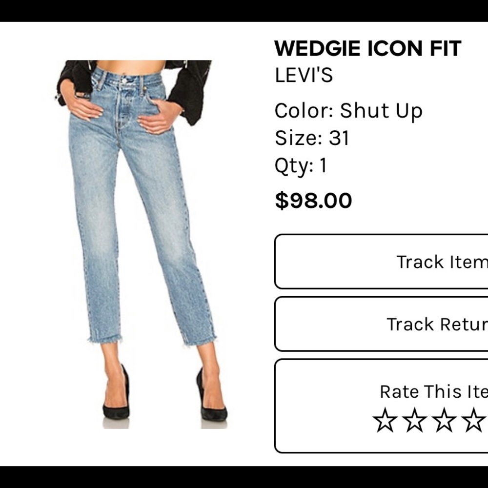 Levi’s Wedgie in wash “Shut up” worn once